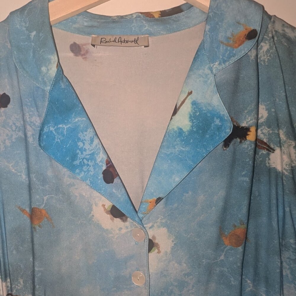 RARE Rachel Antonoff Peri Midi Shirt Dress in Pool Party Print - Picture 3 of 8